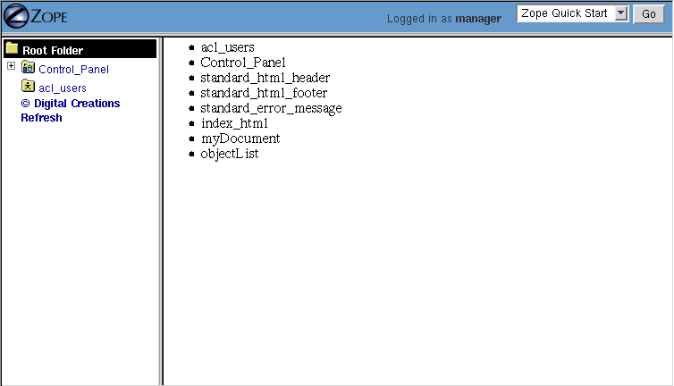 Results of the objectList DTML Method