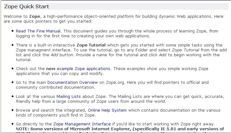 Zope QuickStart