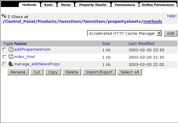 A ZClass Methods View