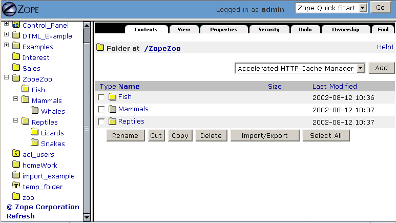 Zoo folder structure.