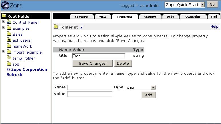 The Properties Management View