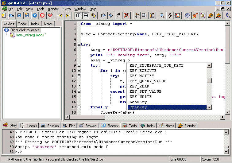 Stani's Python Editor - AutoComplete
